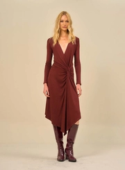 Vestido Midi Tranpassado Com Torção