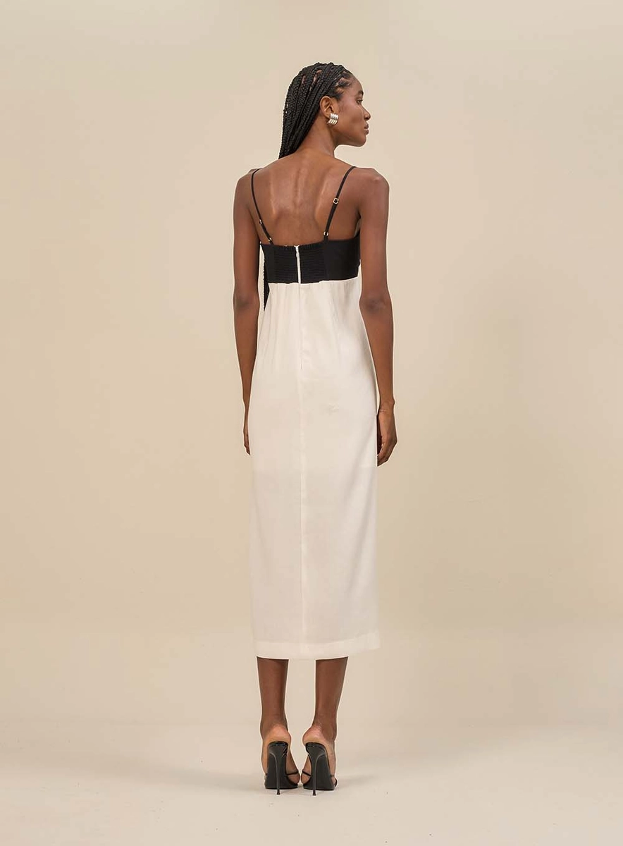 Vestido Midi Estampado Alças Finas Estampados Souisy