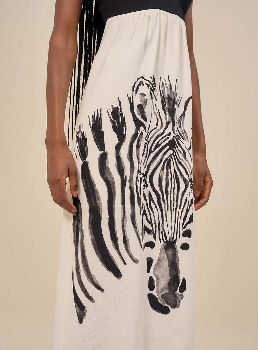 Vestido Midi Estampado Alças Finas Estampados Souisy