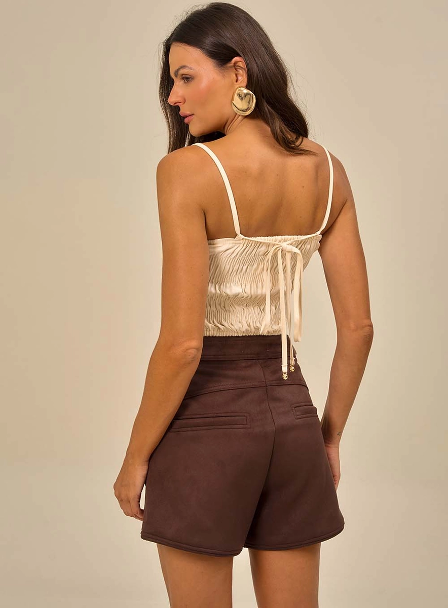 Top Estruturado Com Babado Bege Souisy