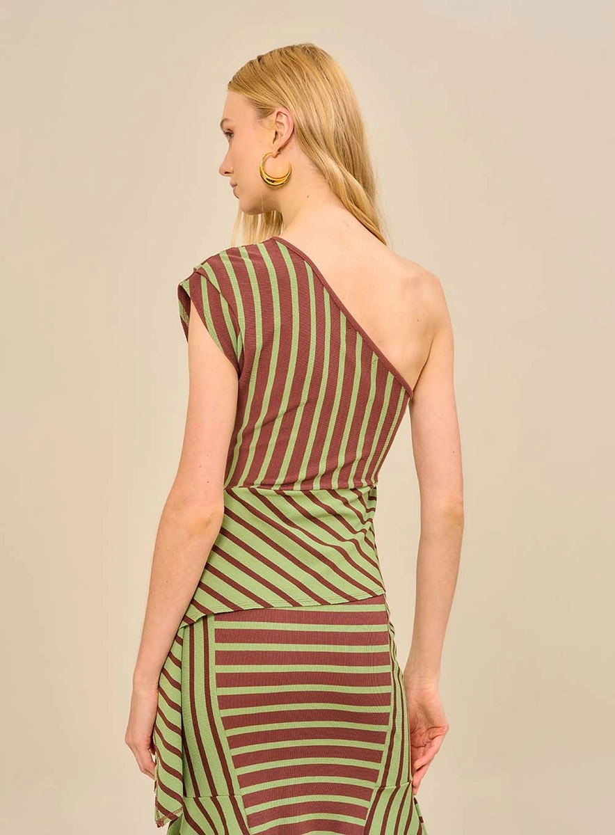Blusa Assimétrica Com Sobreposição Estampados Souisy