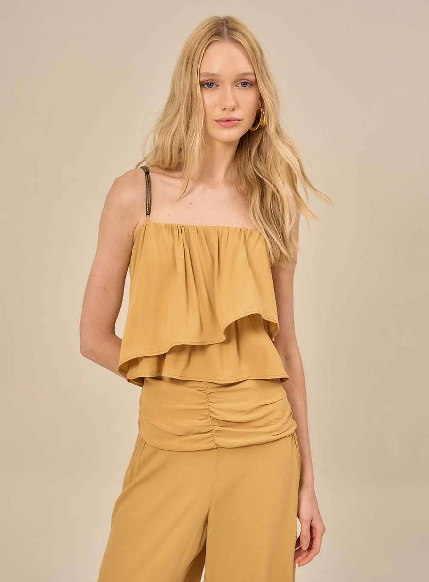 Top Em Camadas Com Alças Finas Bege Souisy