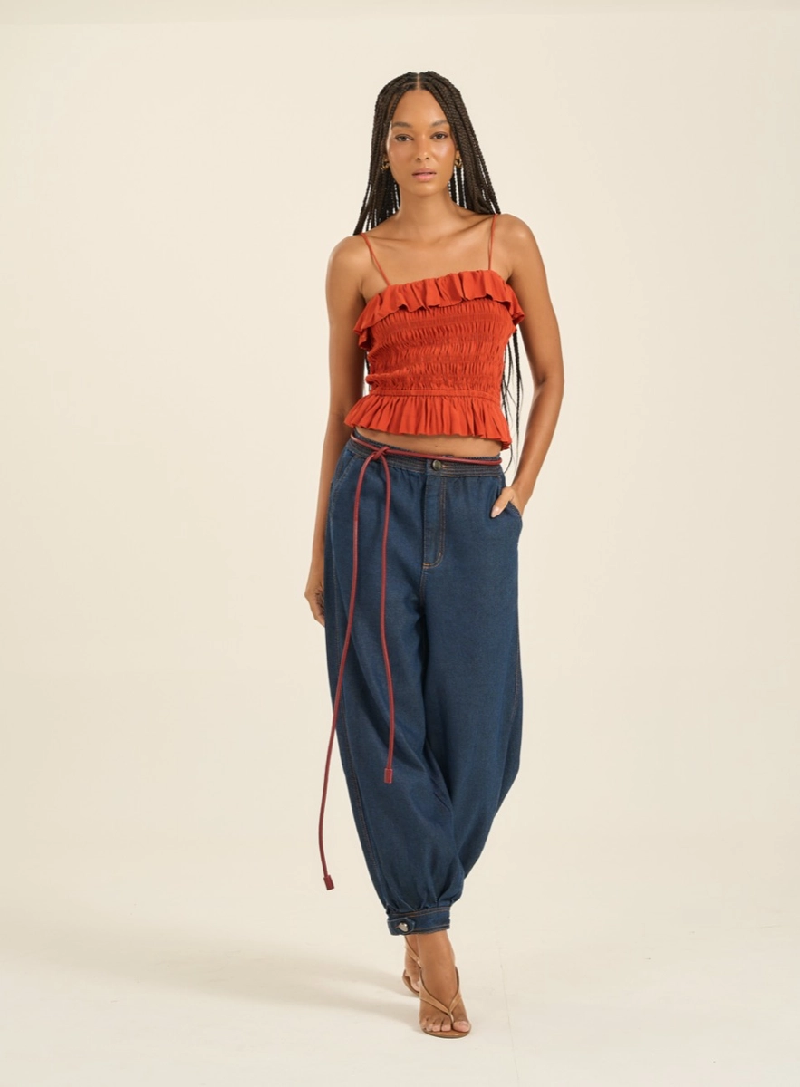 Calça Jeans Feminina Saruel Basic Comfort Índigo Souisy