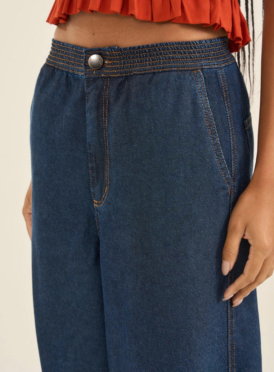 Calça Jeans Feminina Saruel Basic Comfort Índigo Souisy