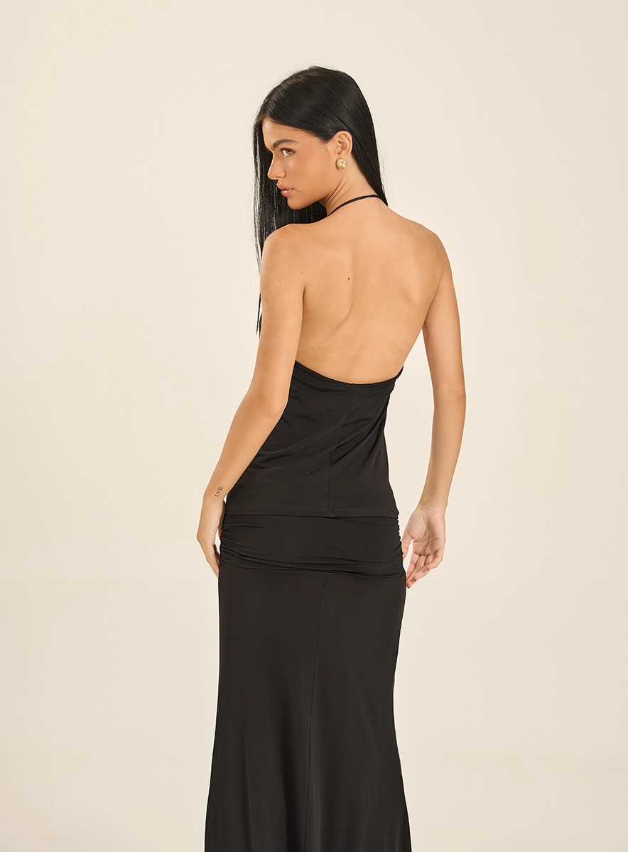 Blusa Frente Única Com Decote Degagê Preto Souisy