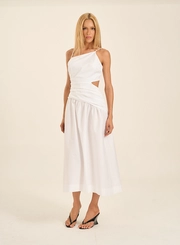 Vestido Midi Asimétrico Com Amarração
