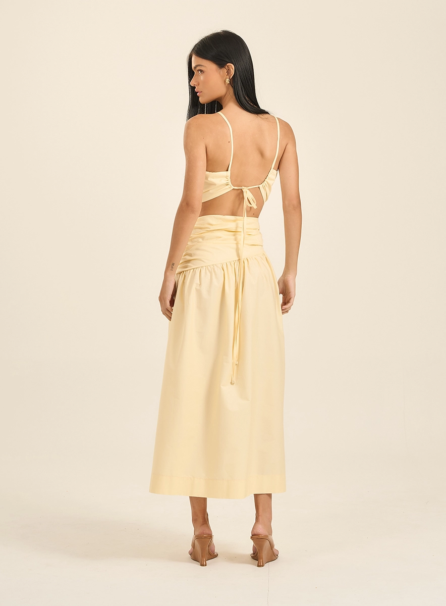 Vestido Midi Asimétrico Com Amarração Branco Souisy