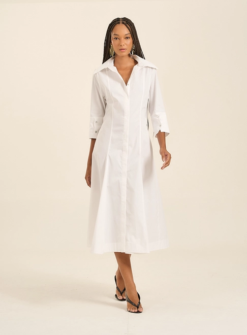 Vestido Chemise Com Gola