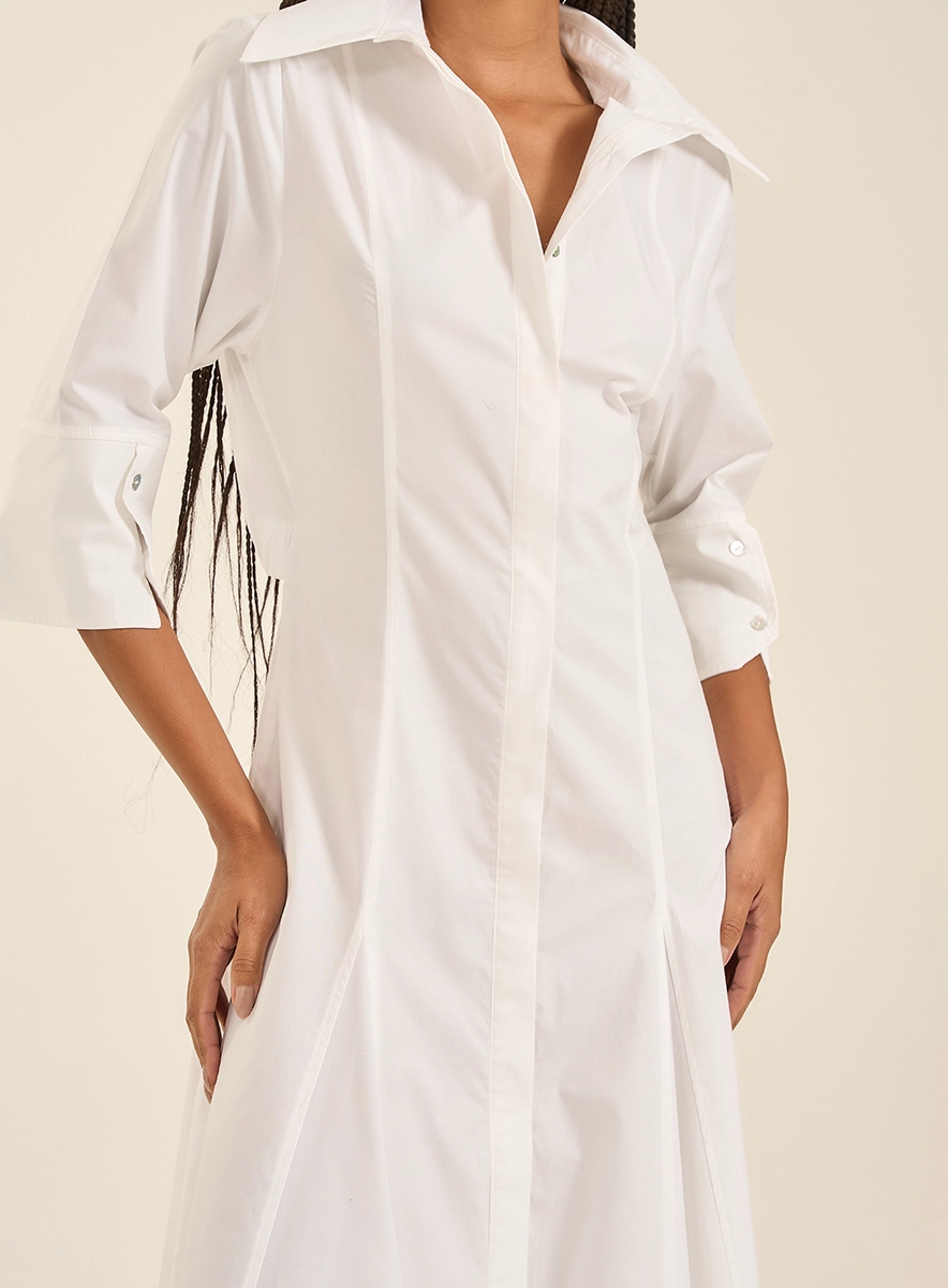 Vestido Chemise Com Gola Branco Souisy