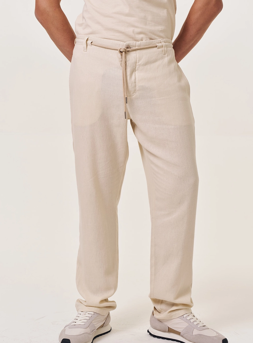 Calça Alfaiataria Masculina Relaxed Fit Bege Italian Replay