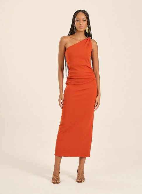 Vestido Longo Um Ombro Só Canelado