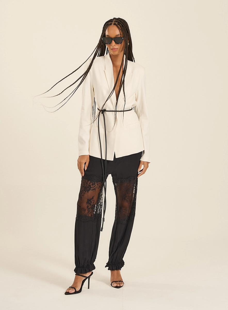 Blazer Alongado Com Decote V Off Shell Souisy