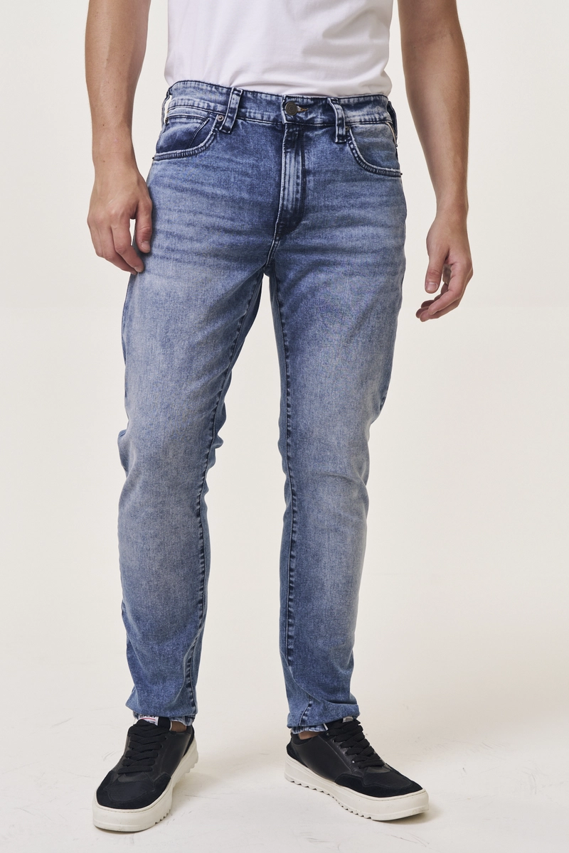 Calça Jeans Masculina Neaal Skinny Replay Estonada Índigo Lcecci
