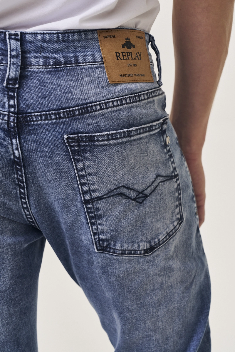Calça Jeans Masculina Neaal Skinny Replay Estonada Índigo Lcecci