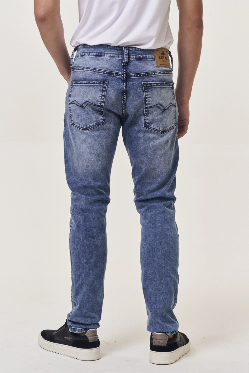 Calça Jeans Masculina Neaal Skinny Replay Estonada Índigo Lcecci