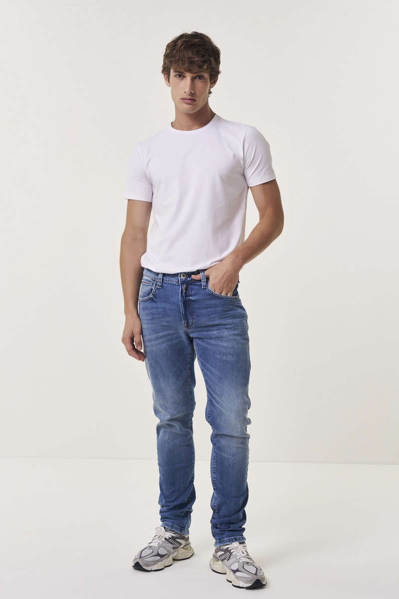 Calça Jeans Masculina Neaal Skinny Lavagem Escura Índigo Replay