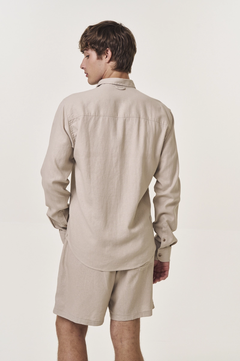 Camisa Masculina Regular Manga Longa Bege Replay