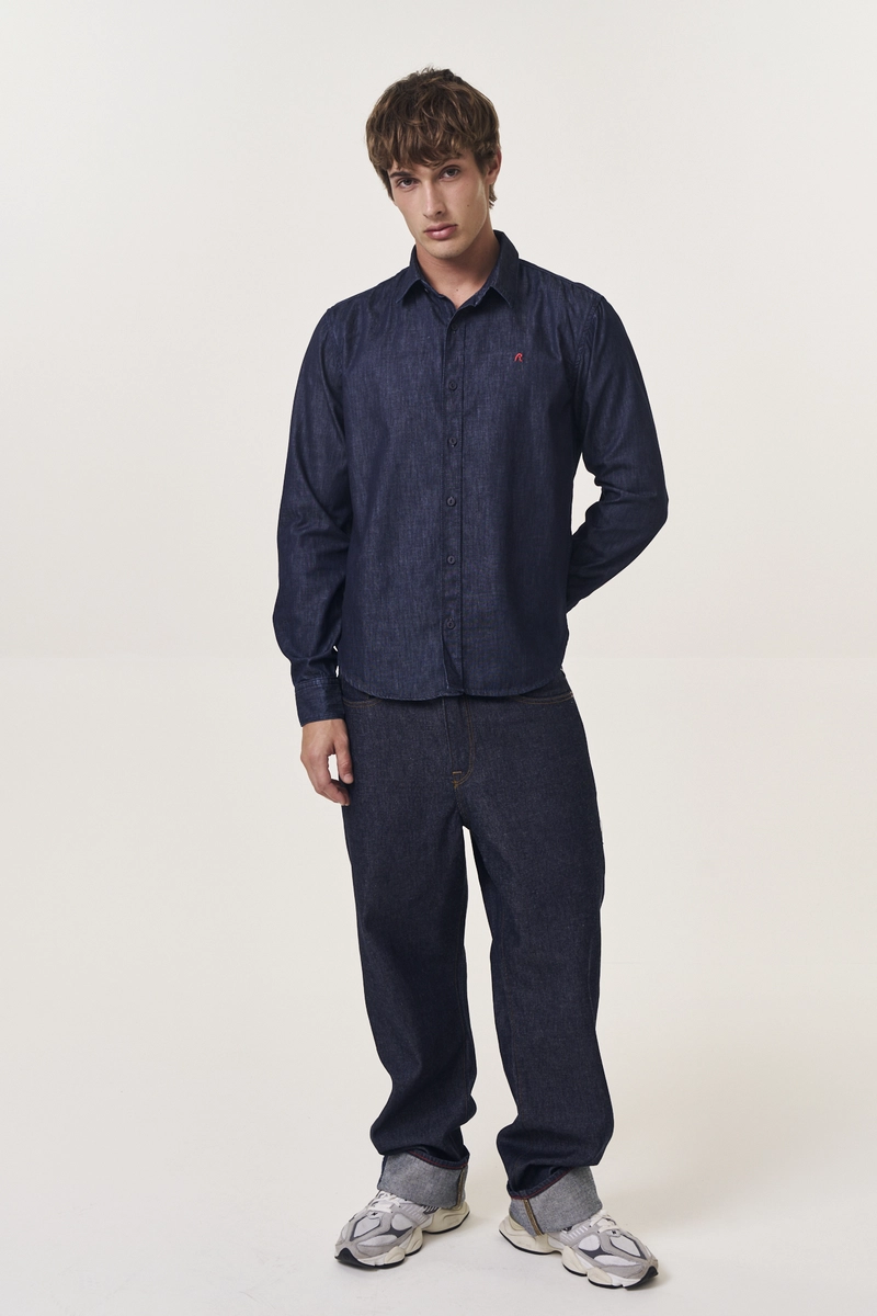Camisa Jeans Masculina Regular Índigo Lcecci