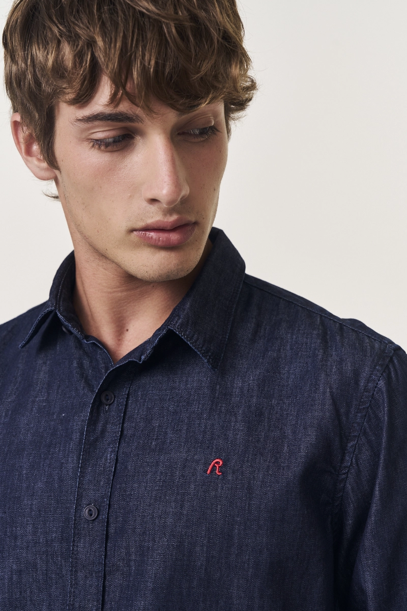 Camisa Jeans Masculina Regular Índigo Lcecci