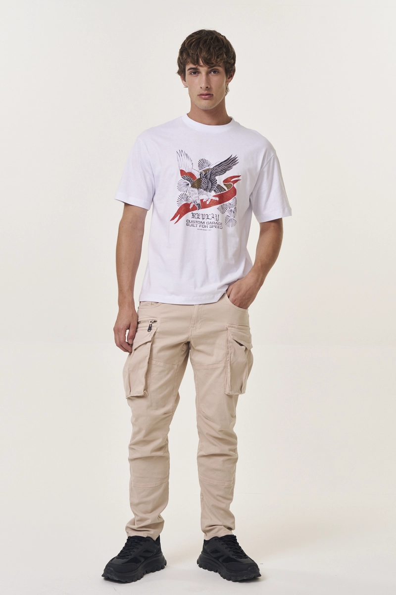 Camiseta Masculina Relaxed Estampada Branco Lcecci