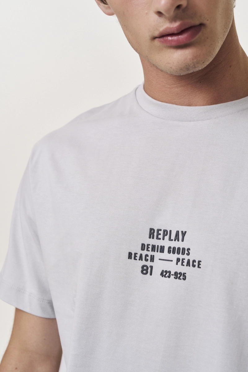 Camiseta Masculina Relaxed Estampada Cinza Replay