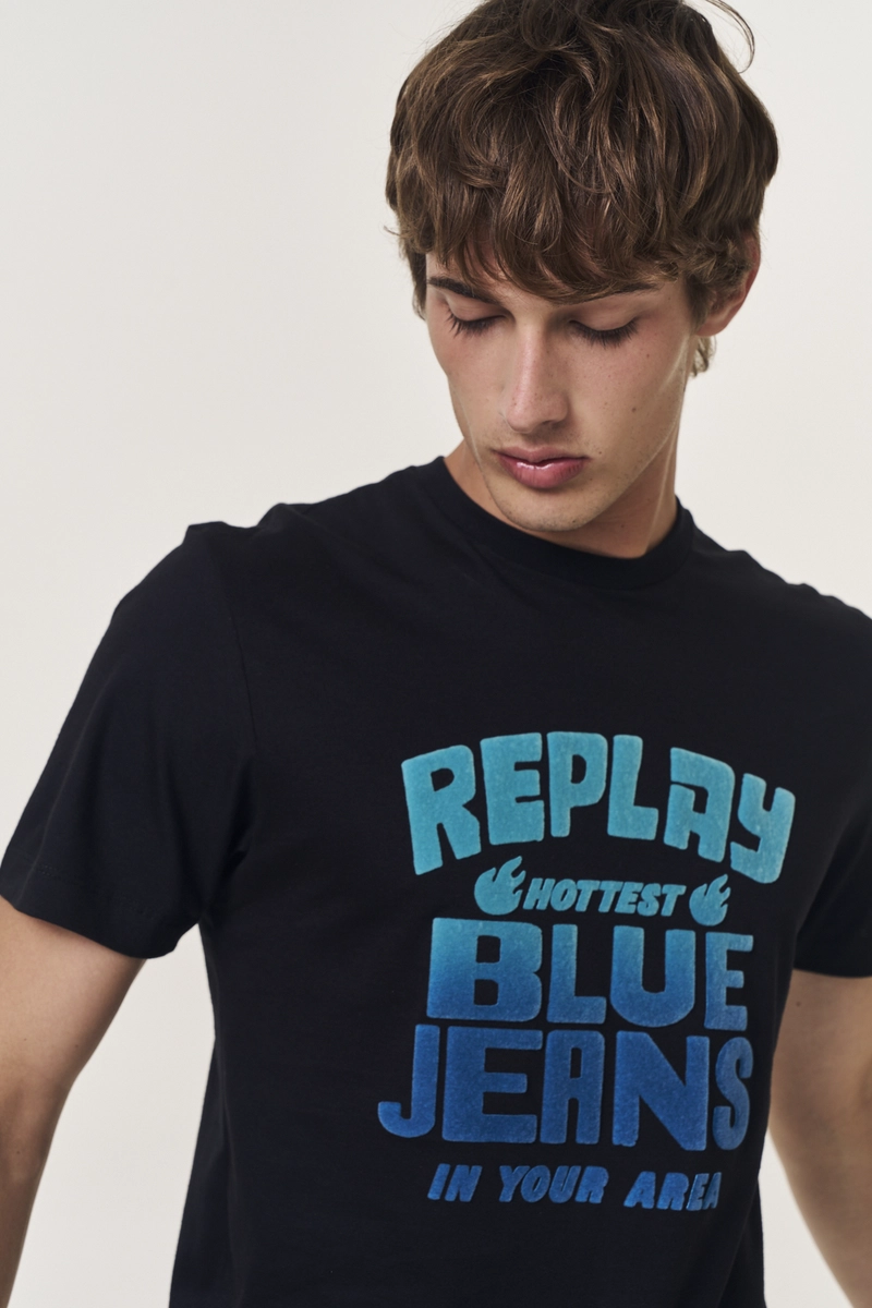 Camiseta Masculina Regular Estampada Preto Replay