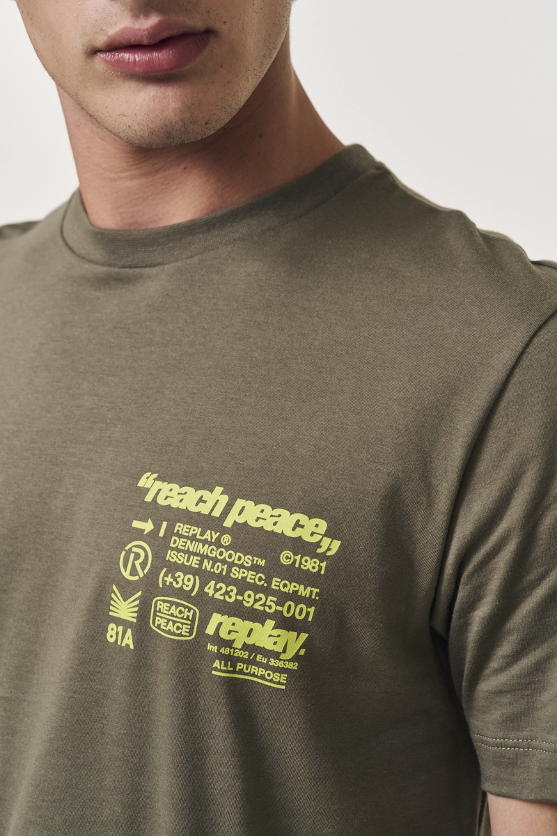 Camiseta Masculina Regular Com Estampada Verde Dragon Replay