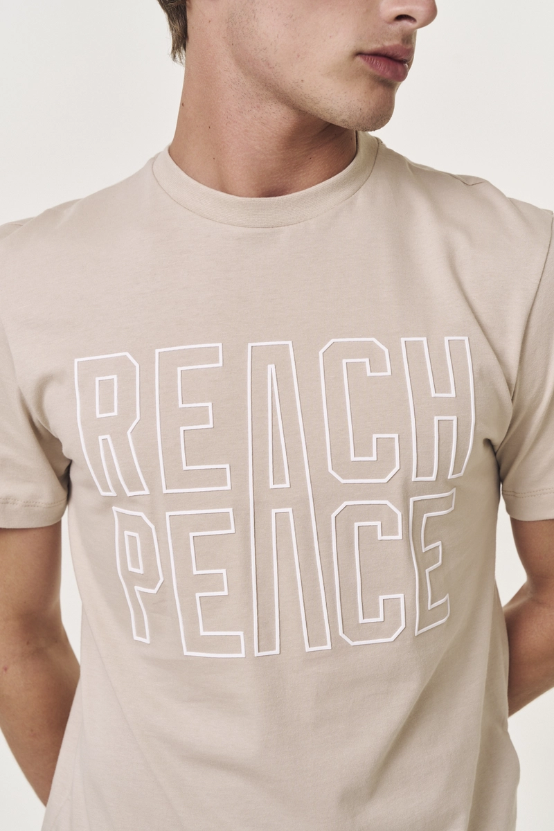 Camiseta Masculina Regular Estampada Bege Replay