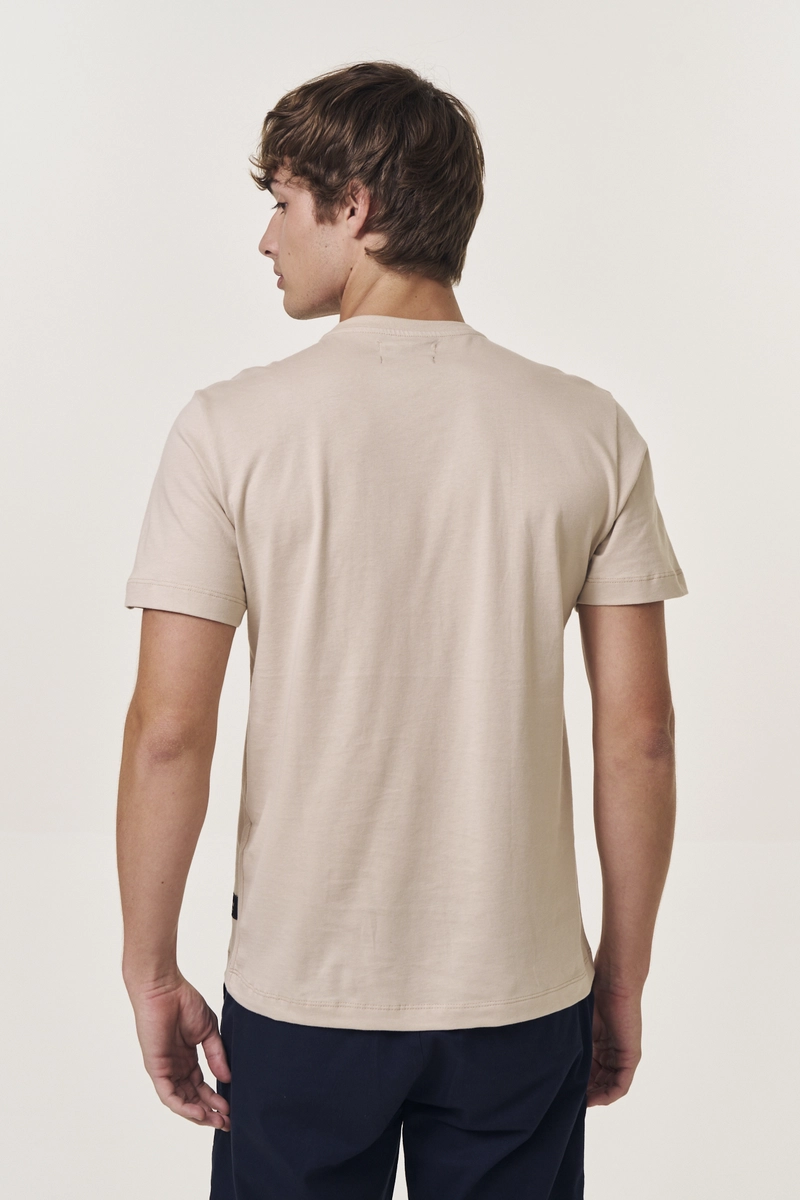 Camiseta Masculina Regular Estampada Bege Lcecci