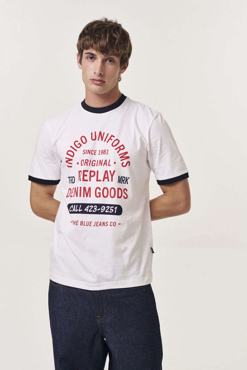 Camiseta Masculina Regular Com Contraste Off Shell Replay