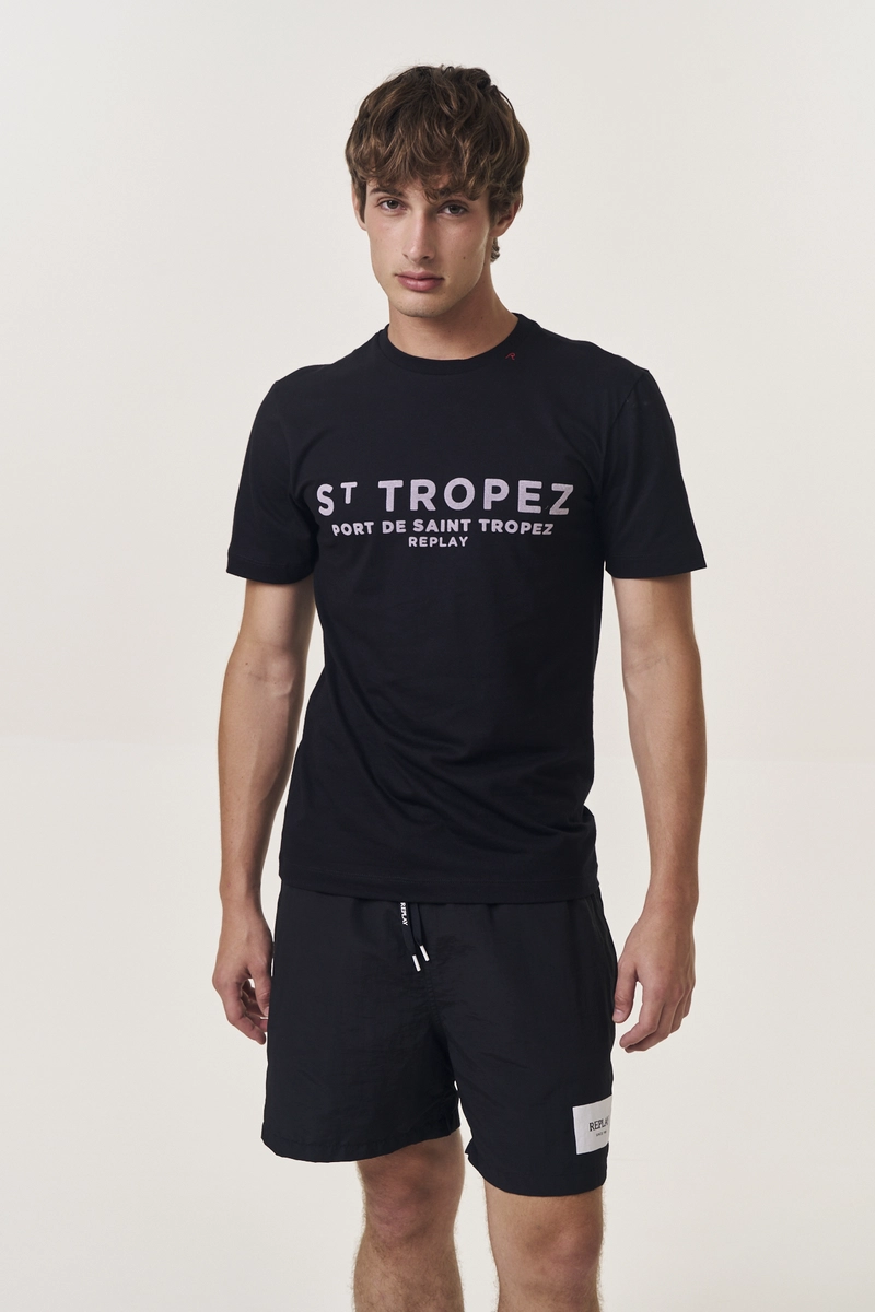 Camiseta Masculina Regular Port De Saint-tropez Preto Replay