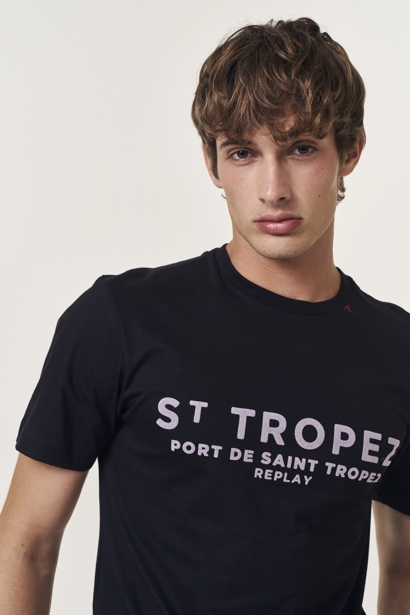 Camiseta Masculina Regular Port De Saint-tropez Preto Replay