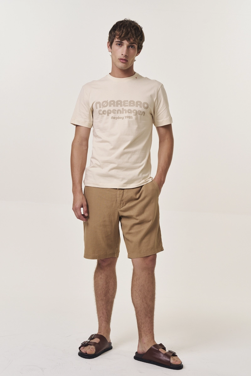 Camiseta Masculina Regular Copenhagen Bege Lcecci