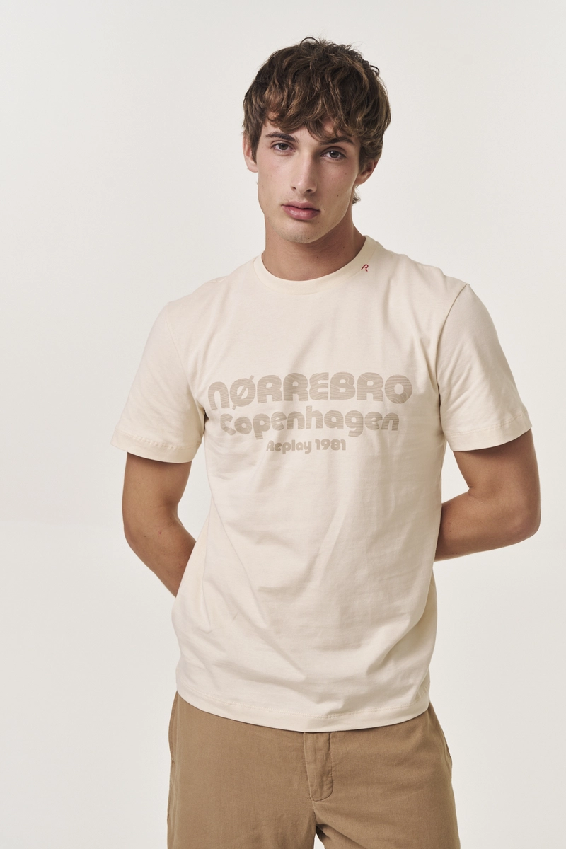Camiseta Masculina Regular Copenhagen Bege Replay