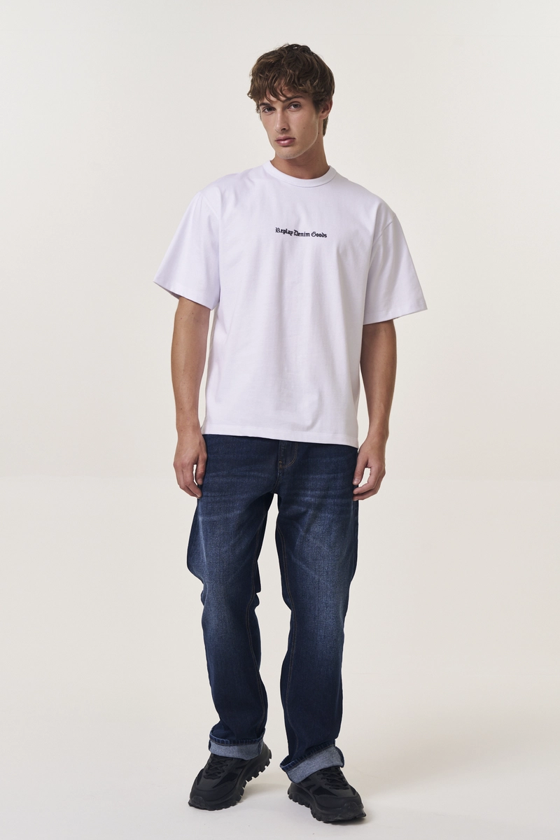 Camiseta Masculina Relaxed Denim Branco Lcecci