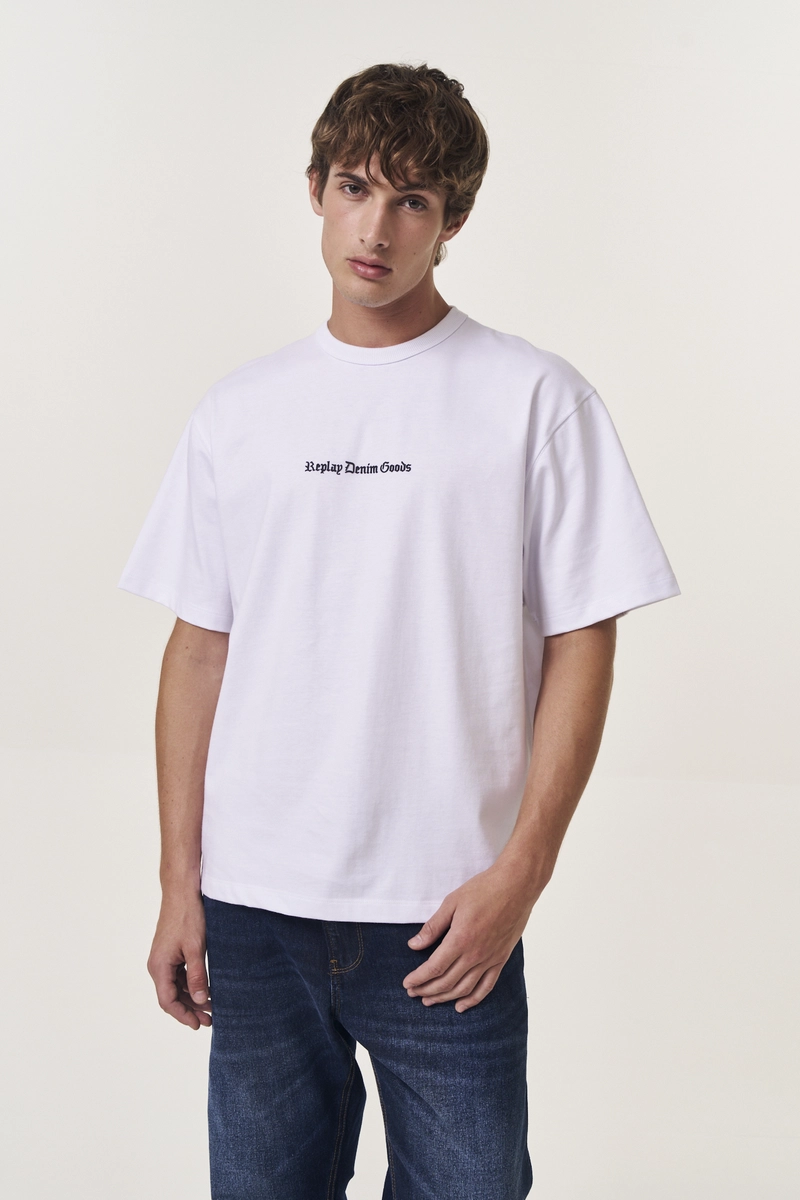 Camiseta Masculina Relaxed Denim Branco Replay