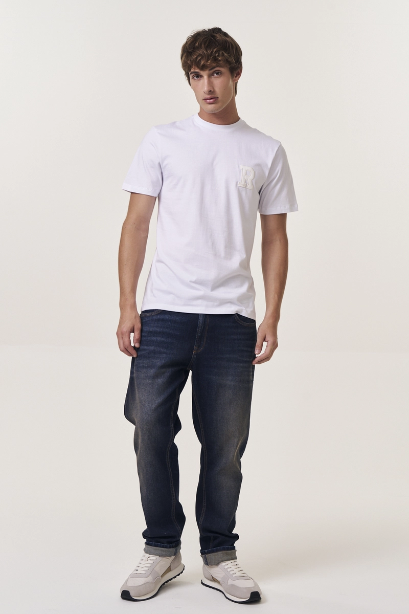 Camiseta Masculina Regular Bordada Branco Lcecci