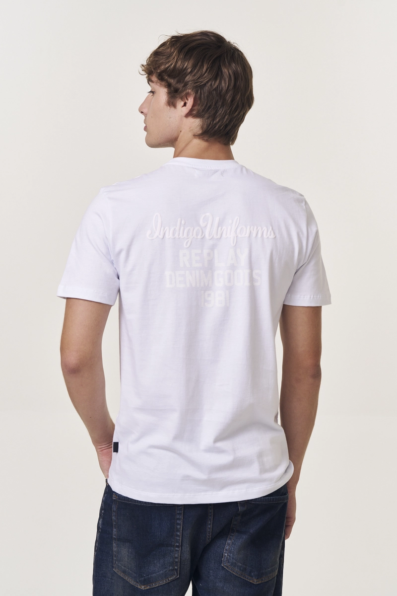 Camiseta Masculina Regular Bordada Branco Replay
