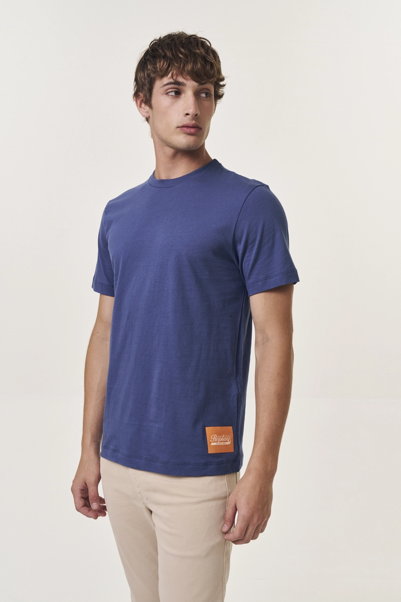 Camiseta Masculina Regular Básica Azul Replay