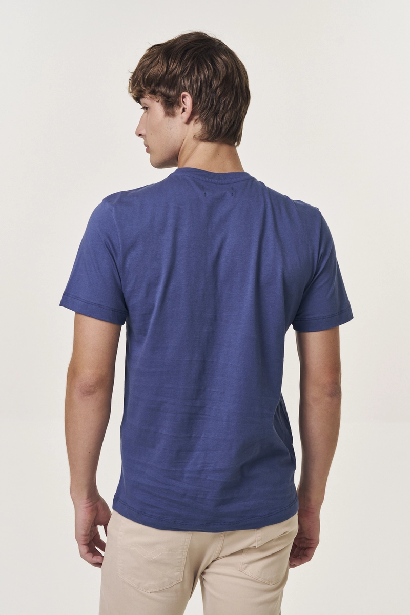 Camiseta Masculina Regular Básica Azul Lcecci