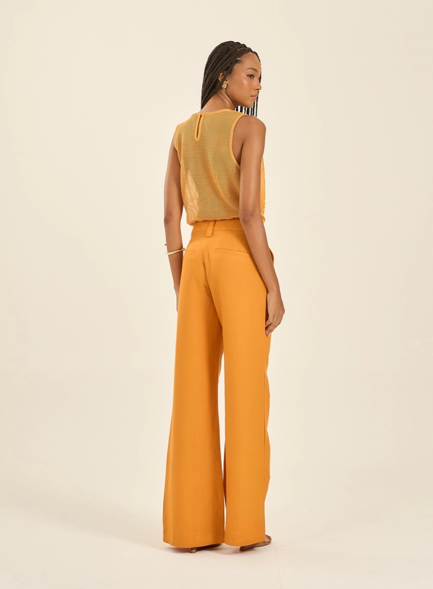 Calça Feminina Pantalona Basic Comfort Marrom Souisy