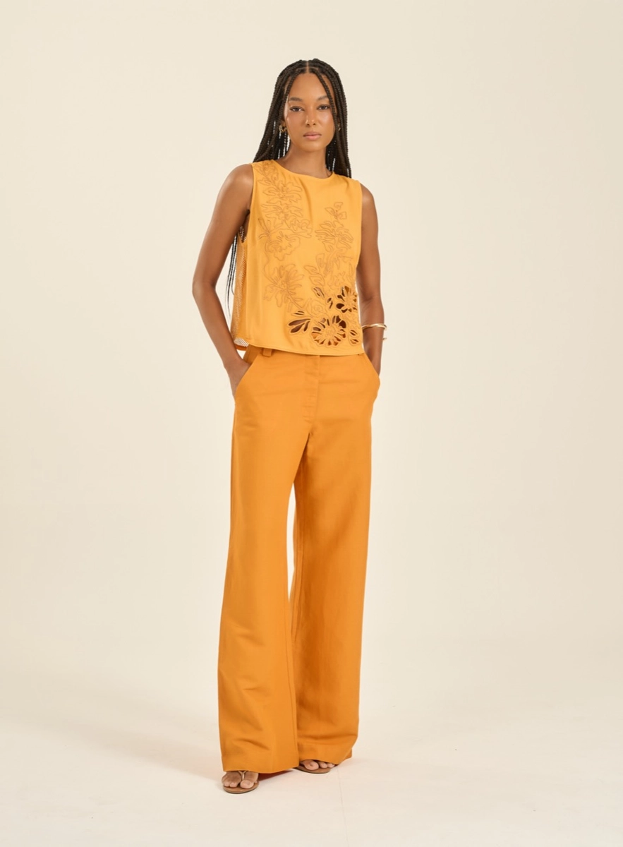 Calça Feminina Pantalona Basic Comfort Marrom Souisy