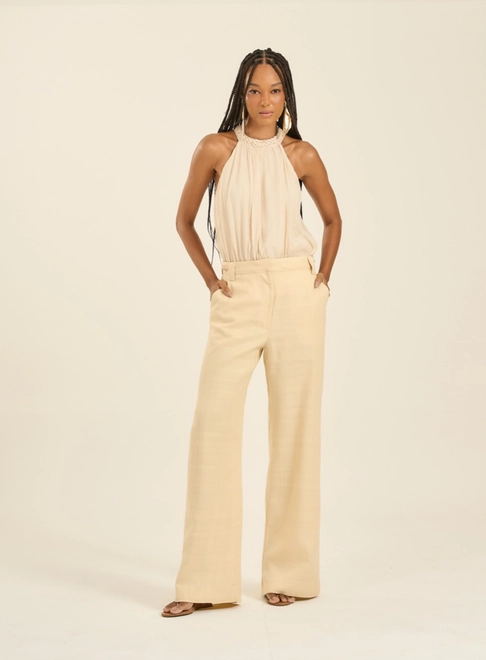 Calça Feminina Pantalona Com Detalhe