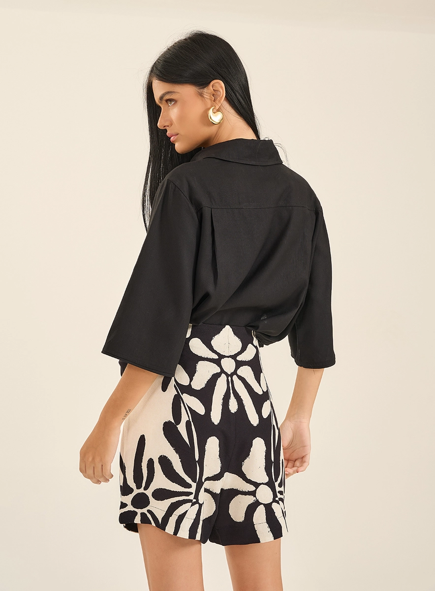 Short Estampado Com Amarração Transpassada Estampados Souisy