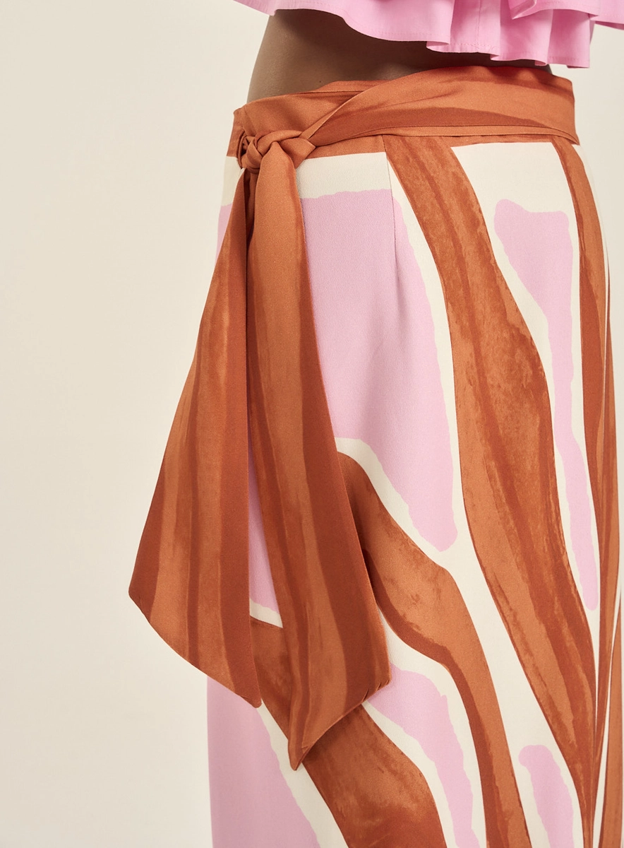 Saia Midi Estampada Com Amarração Lateral Estampados Souisy