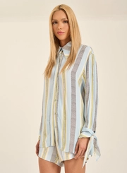 Camisa Longa Estampada E Detalhe De Amarração