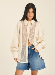 Camisa Longa Com Detalhes Em Tule