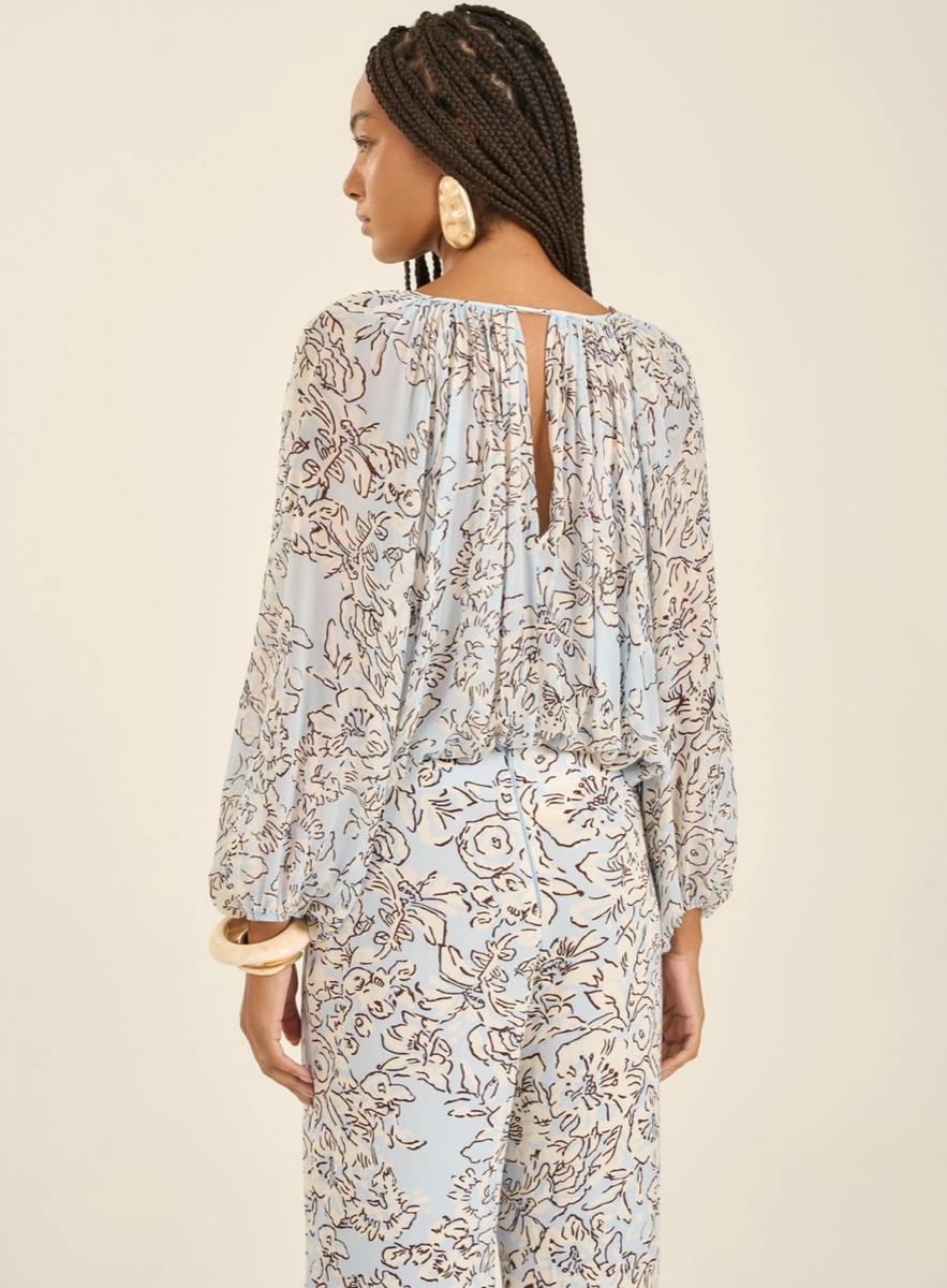 Blusa Cropped Estampada Com Decote Em V Estampados Souisy
