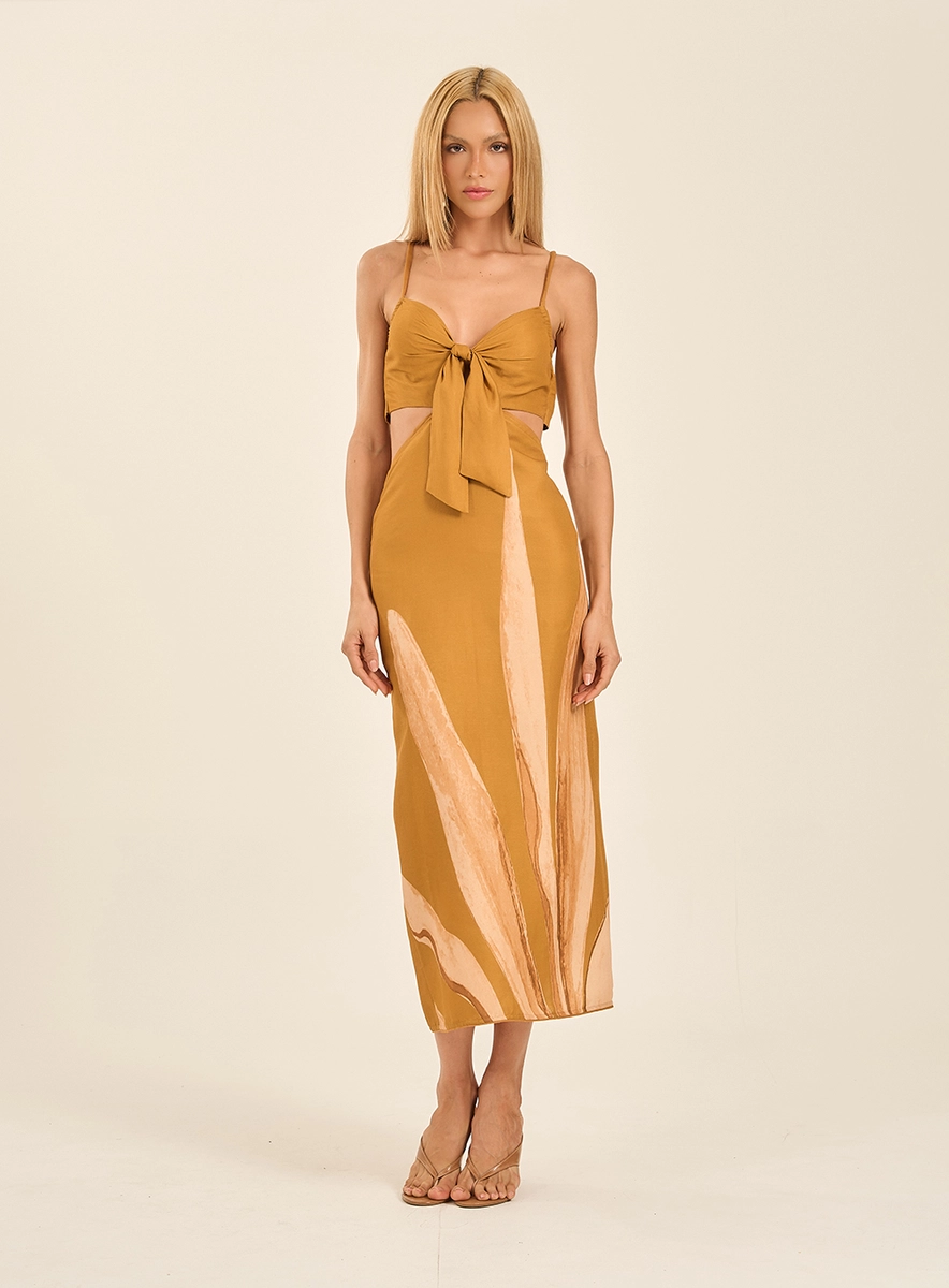 Vestido Midi Estampado Com Alças Finas Estampados Souisy