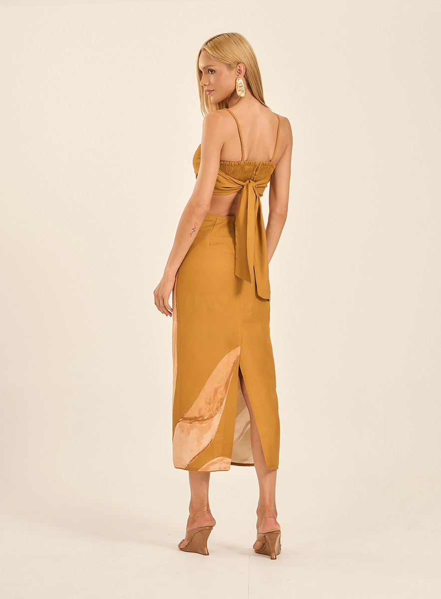 Vestido Midi Estampado Com Alças Finas Estampados Souisy